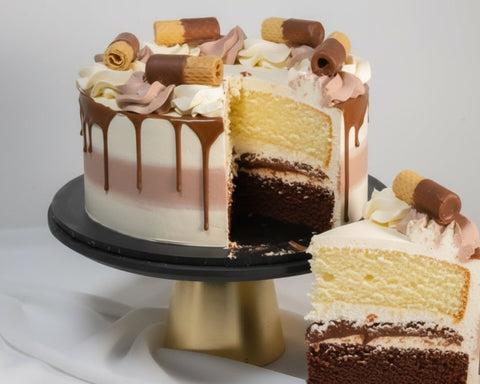Rustic, deeply chocolate cake with deliciously chocolate fillings available for delivery in London or collection from store
