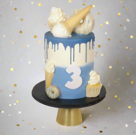 Blue Ice Cream Themed Cake