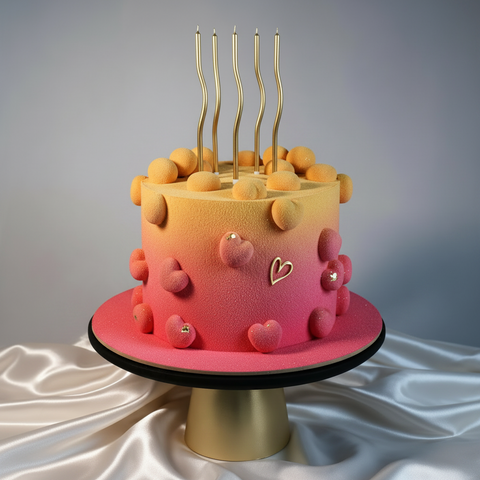 3D Hearts Sprayed Cake