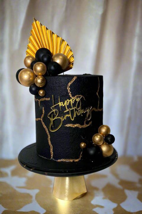 Black and Gold Crackle Cake