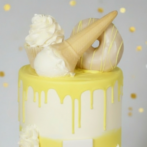 Yellow Ice Cream Themed Cake