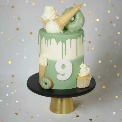 Ice Cream Themed Cake Sage Green