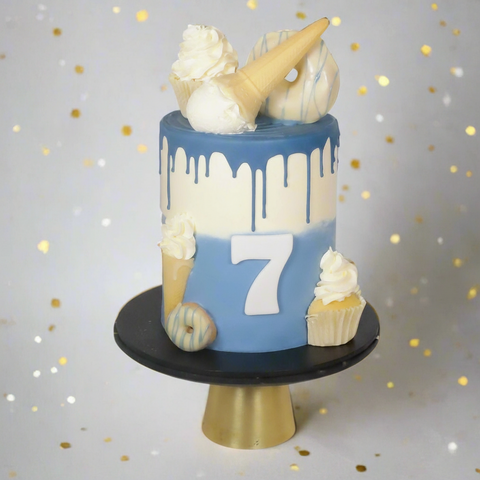 Blue Ice Cream Themed Cake