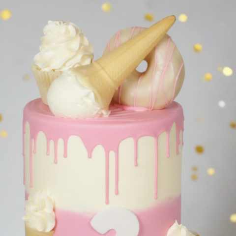 Pink Ice Cream Themed Cake
