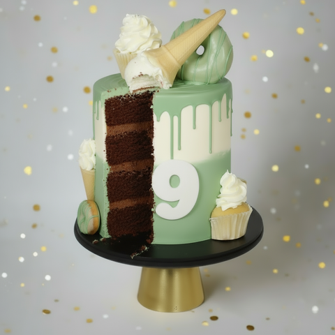 Ice Cream Themed Cake Sage Green