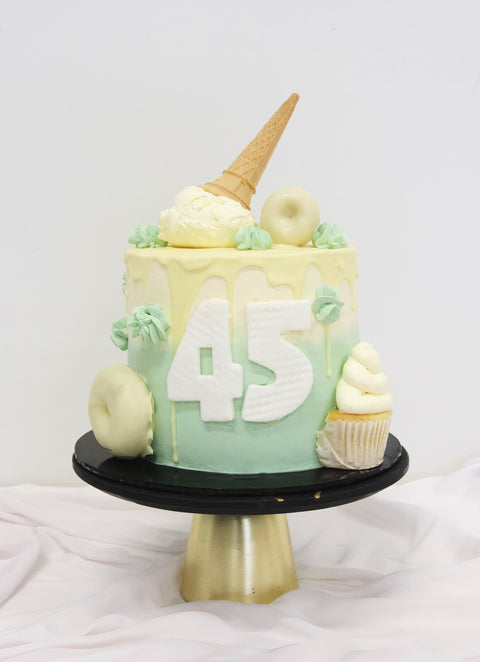 Blue Ice Cream Themed Cake