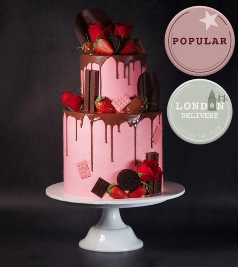 2 Tier Strawberry and Chocolate Cake